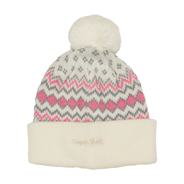 Beanie - "U.P. Silhouette" Marshmallow/Awareness Pink/Gusty Grey Alpine Pom Beanie