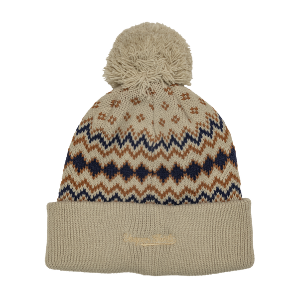 Beanie - "U.P. Silhouette" Sahara/True Navy/Duck Brown Alpine Pom Beanie