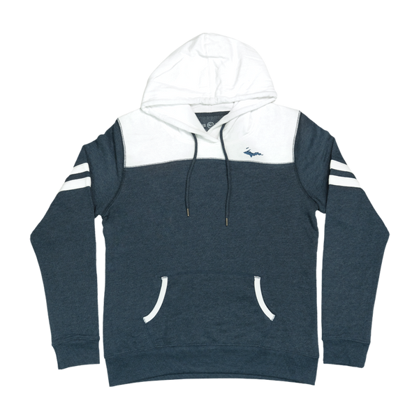 "U.P. Silhouette" Ladies Heather Navy/White Varsity Fleece Hoodie