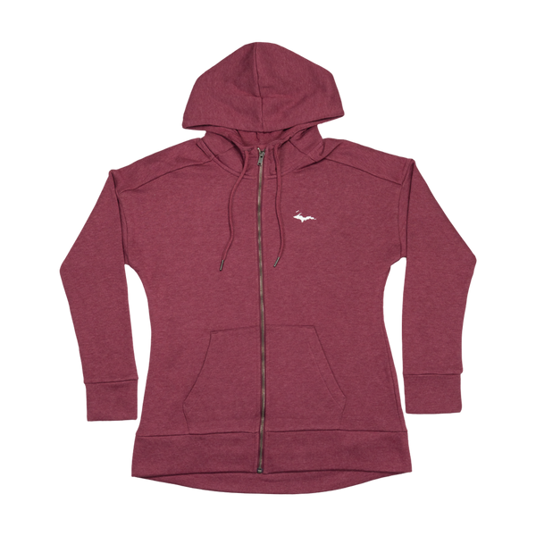 "U.P. Silhouette" Women's Heathered Loganberry Perfect Fleece Drop Shoulder Zip-UP