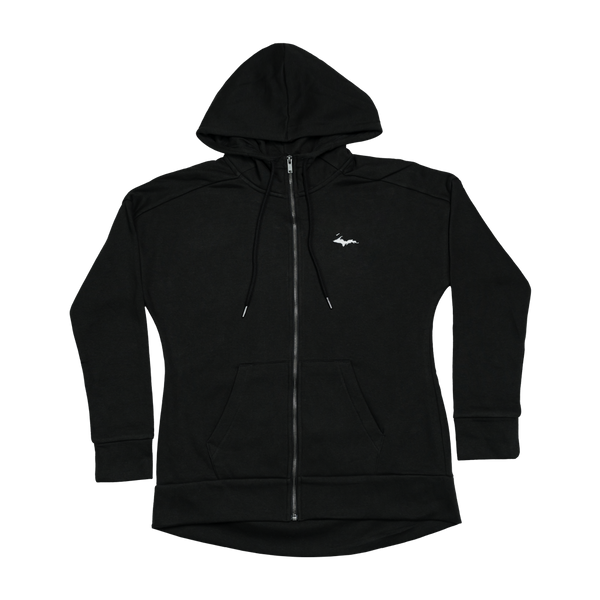 "U.P. Silhouette" Women's Jet Black Perfect Fleece Drop Shoulder Zip-UP