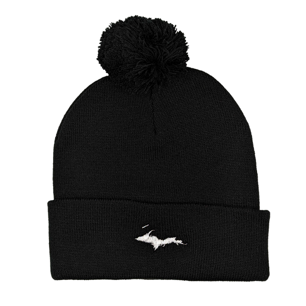 Beanie - "U.P. Silhouette" Black 12" Pom Beanie