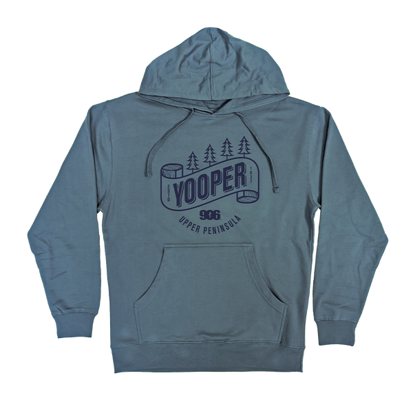 "Yooper Banner" Storm Blue Midweight Hoodie