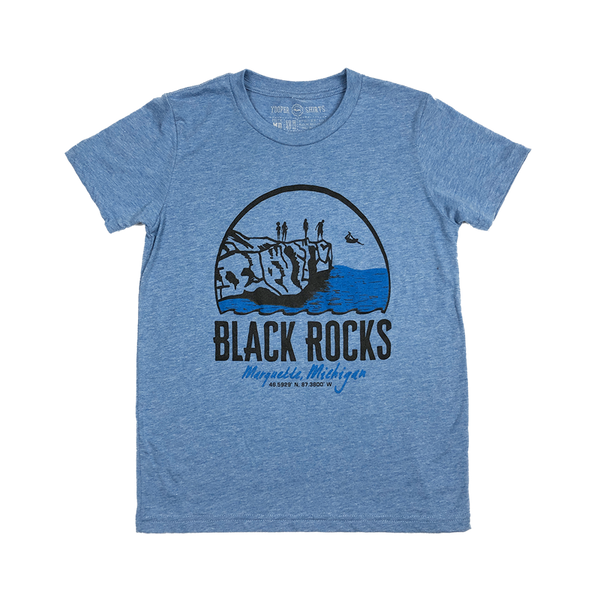 YOUTH - "Black Rocks" Blue Triblend T-Shirt