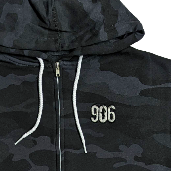 "906" Black Camo Zip-UP Hoodie