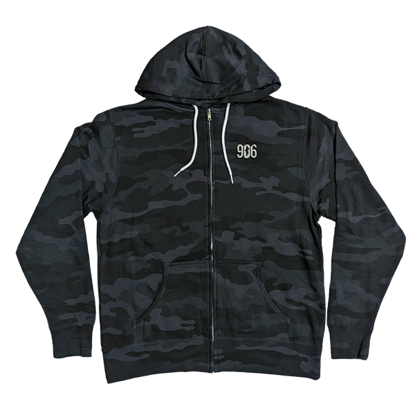 "906" Black Camo Zip-UP Hoodie