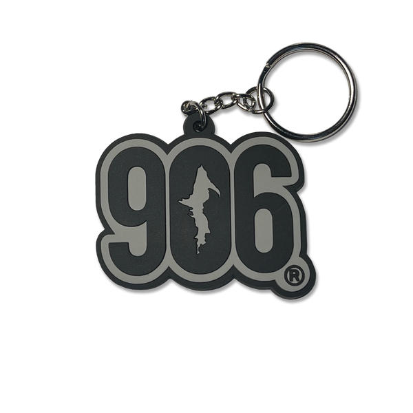 *KEYCHAIN - "906" Black/Grey Rubber Keychain