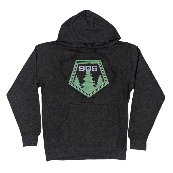"906 Pines" Heather Charcoal Midweight Hoodie