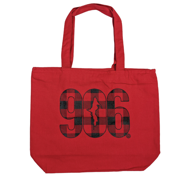 "906 PLAID" 25L Red Zippered Tote