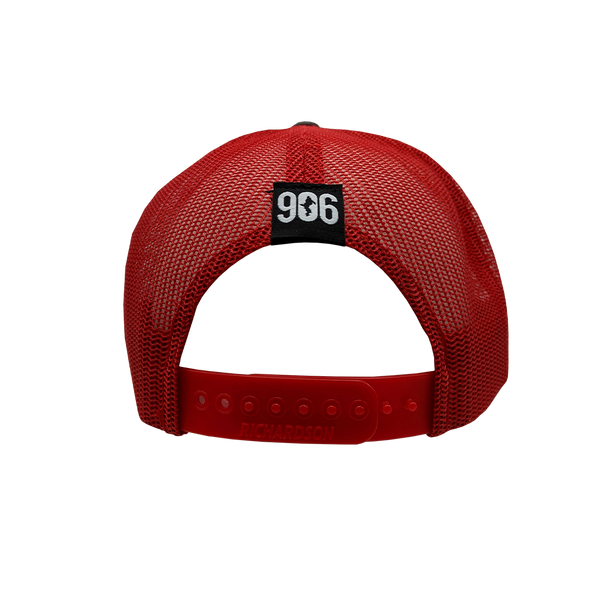 Hat - "U.P. Silhouette (Corner)" Charcoal/Red Low Profile Trucker Hat