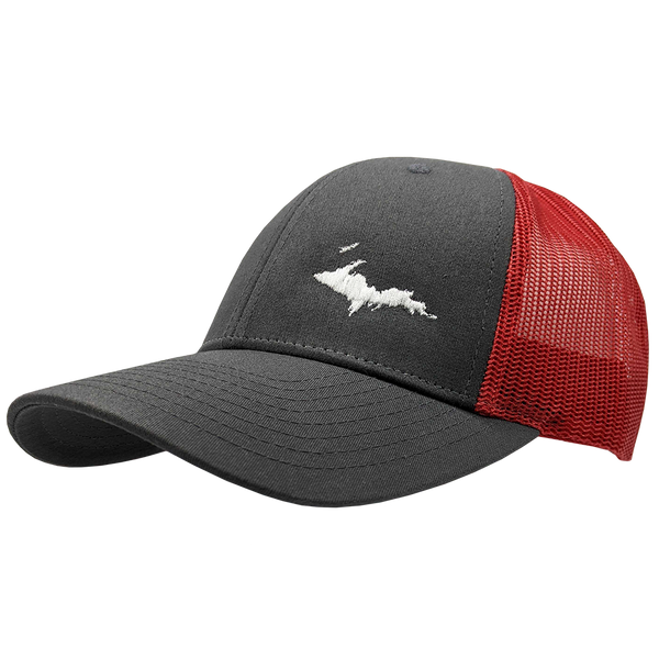 Hat - "U.P. Silhouette (Corner)" Charcoal/Red Low Profile Trucker Hat