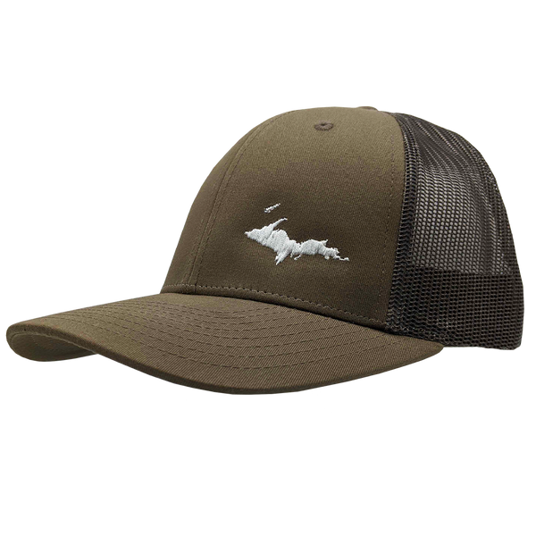 Hat - "U.P. Silhouette (Corner)" Chocolate Chip/Grey Brown Low Profile Trucker Hat