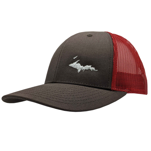 Hat - "U.P. Silhouette (Corner)" Coffee/Claret Low Profile Trucker Hat