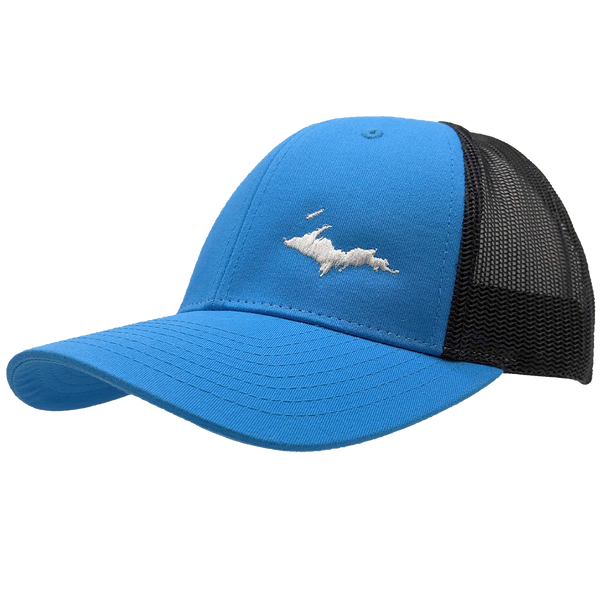 Hat - "U.P. Silhouette (Corner)" Cyan/Black Low Profile Trucker Hat