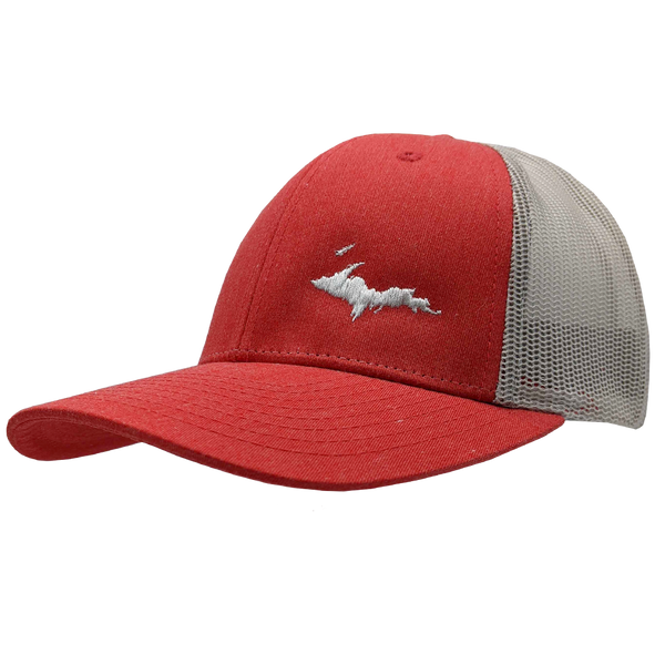 Hat - "U.P. Silhouette (Corner)" Heather Red/Silver Low Profile Trucker Hat