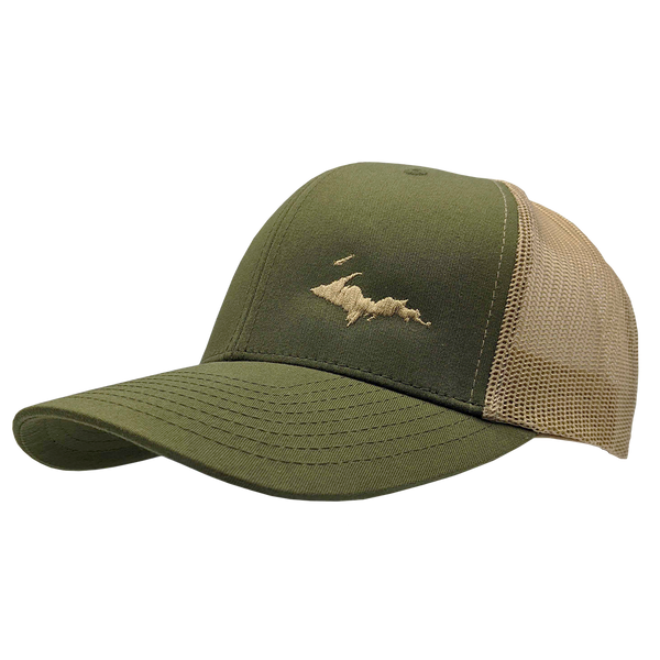 Hat - "U.P. Silhouette (Corner)" Moss/Khaki Low Profile Trucker Hat