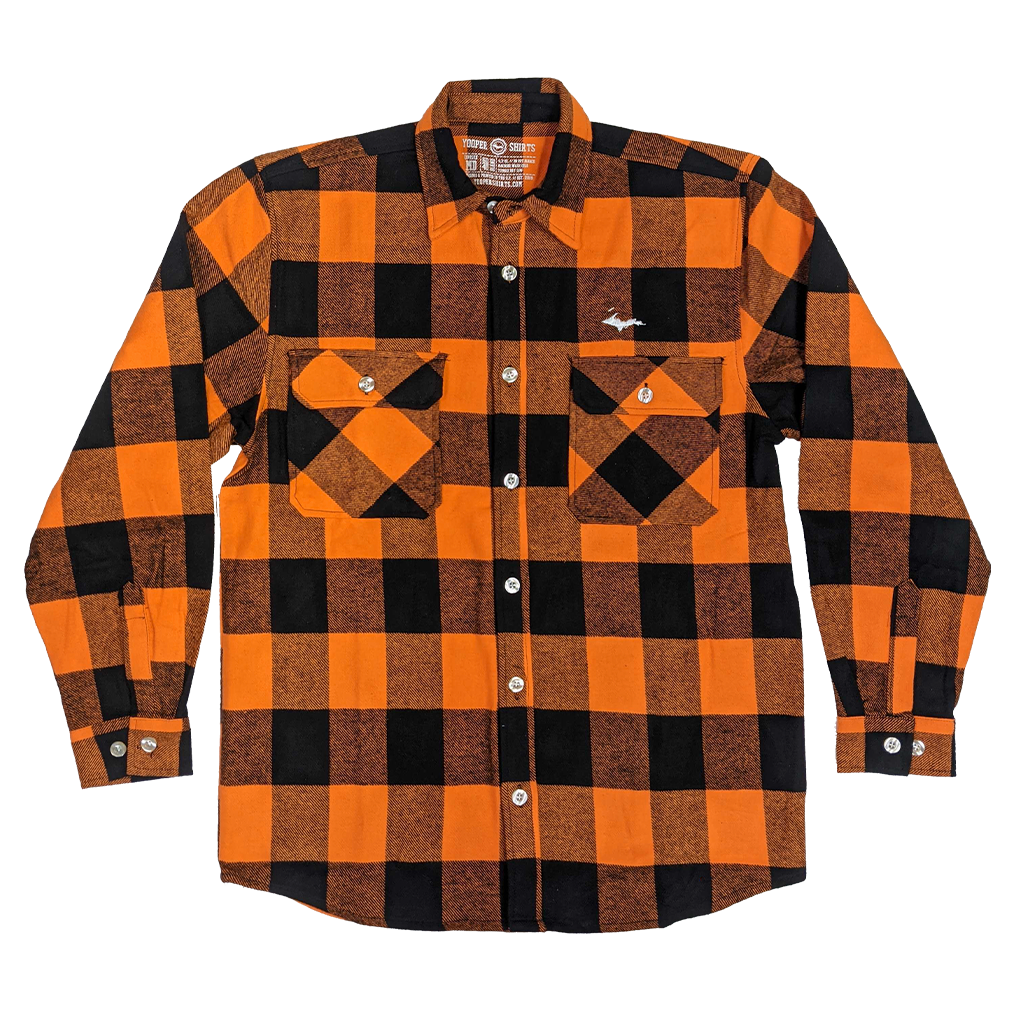 U.P. SILHOUETTE Orange Buffalo Plaid Extra Heavyweight Flannel Shirt 4X