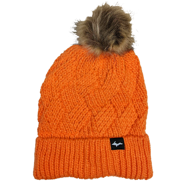 Beanie - "Upper Peninsula" Orange Fur Pom Beanie