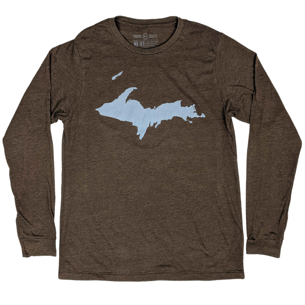 "U.P. Silhouette (Islands)" Heather Brown Longsleeve T-Shirt