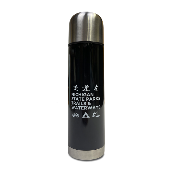 "Michigan Snowflake/Things To Do" 17 Oz. Black Stainless Steel Vacuum Thermos (ONLINE ONLY)