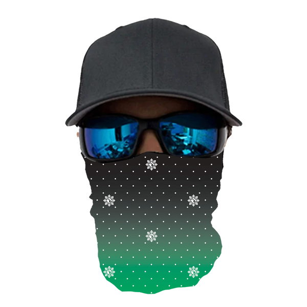 Face Mask - "Michigan Snowflake" Black/Green Neck Gaiter