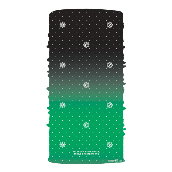 Face Mask - "Michigan Snowflake" Black/Green Neck Gaiter