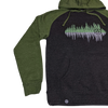 "Pine Sounds" Heather Charcoal/Heather Army Midweight Pullover Hoodie