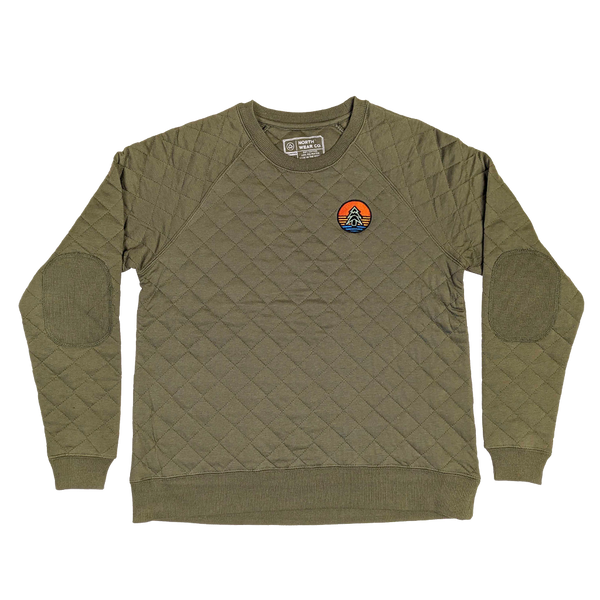 "Tree Icon (Sunrise)" Women's Olive Quilted Pullover