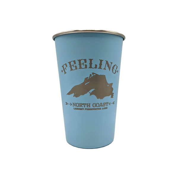 "Feeling Superior" Light Blue 16 oz. Stainless Steel Pint Cup