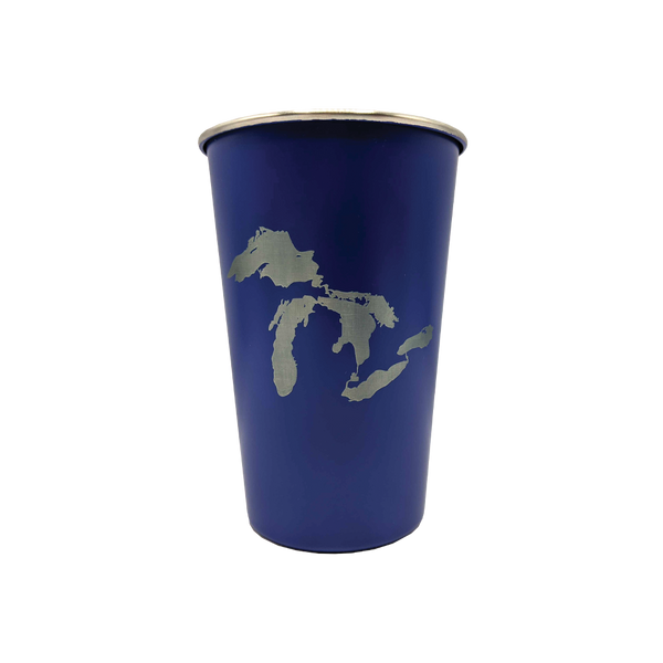 "Great Lakes" Blue 16 oz. Stainless Steel Pint Cup