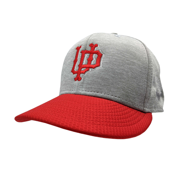Hat - "U.P. Emblem" New Era® Heather Grey/Scarlet Striped Flat Bill Snapback Cap
