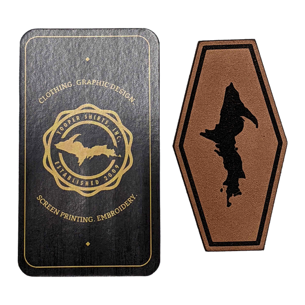 Patch - "U.P. Silhouette" Caramel Real Leather Hexagon Patch