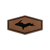 Patch - "U.P. Silhouette" Caramel Real Leather Hexagon Patch