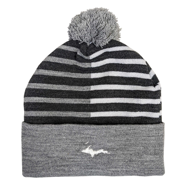 Beanie - "U.P. Silhouette" Heather Grey/Charcoal/White Half Color 12" Beanie