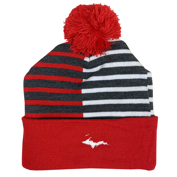 Beanie - "U.P. Silhouette" True Red/Charcoal/White Half Color 12" Beanie