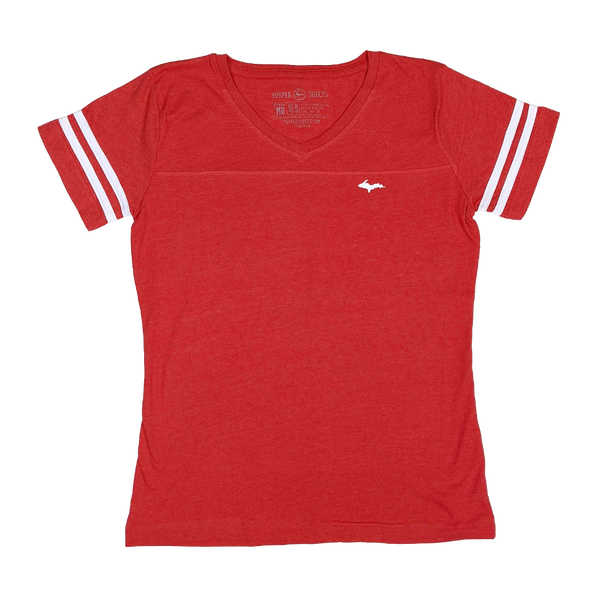 "U.P. Silhouette" Women's Vintage Red/White Varsity V-Neck