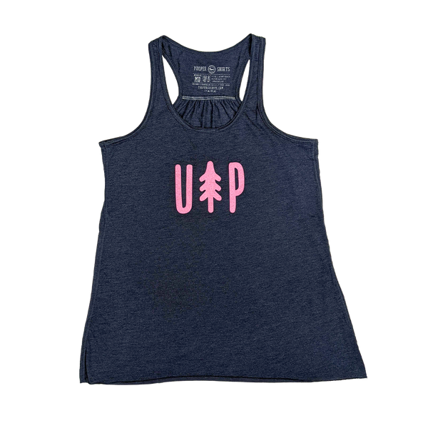 "UP Tree" Women's Heather Navy Flowy Racerback Tank